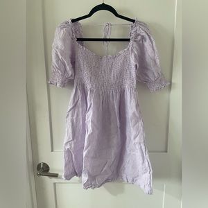 Hill House Home Athena Nap Dress Lavender Stripe Linen